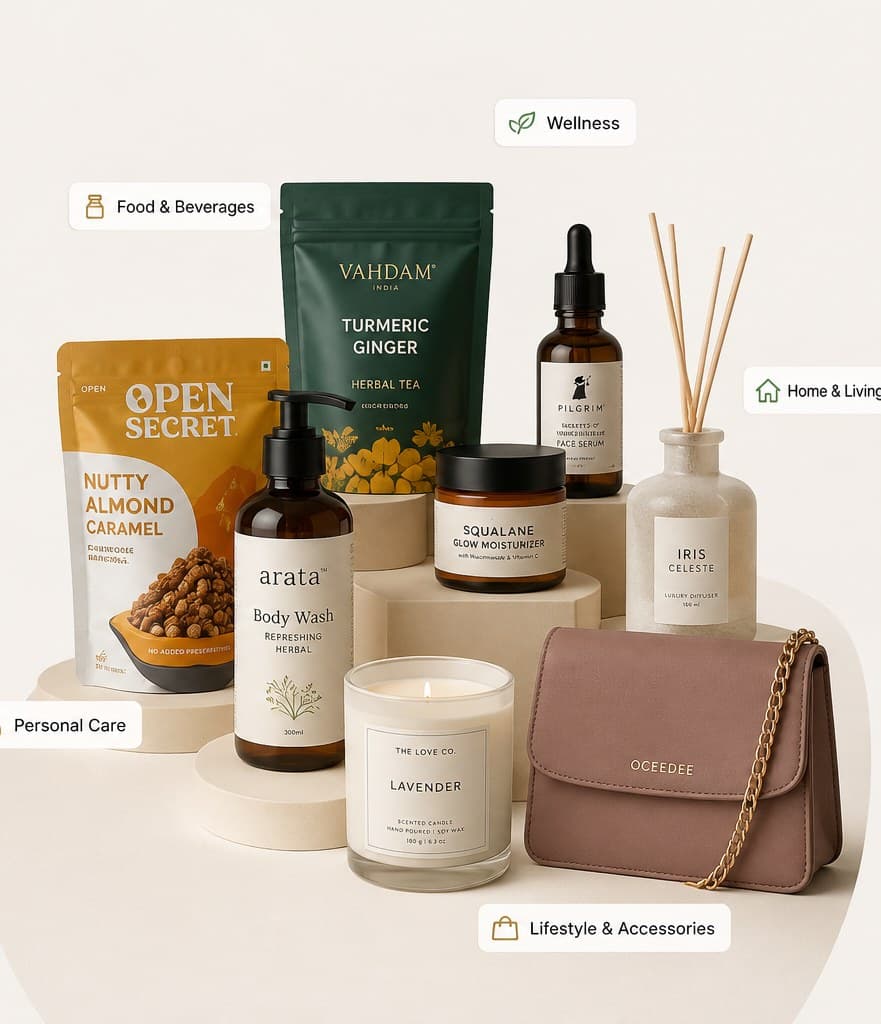 A brand's product lineup styled on an OfflineCart shelf